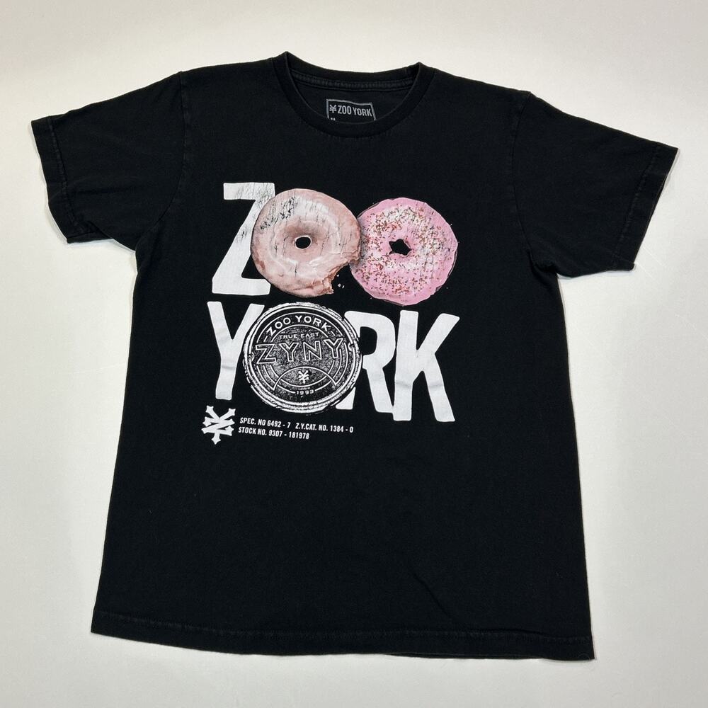 Zoo York T Shirt Men Medium Black Donut Graphic Skate Streetwear Distressed Fade